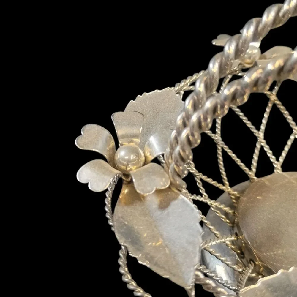 Vintage Silverplated Wire Basket by Studio Silversmiths, Floral Theme